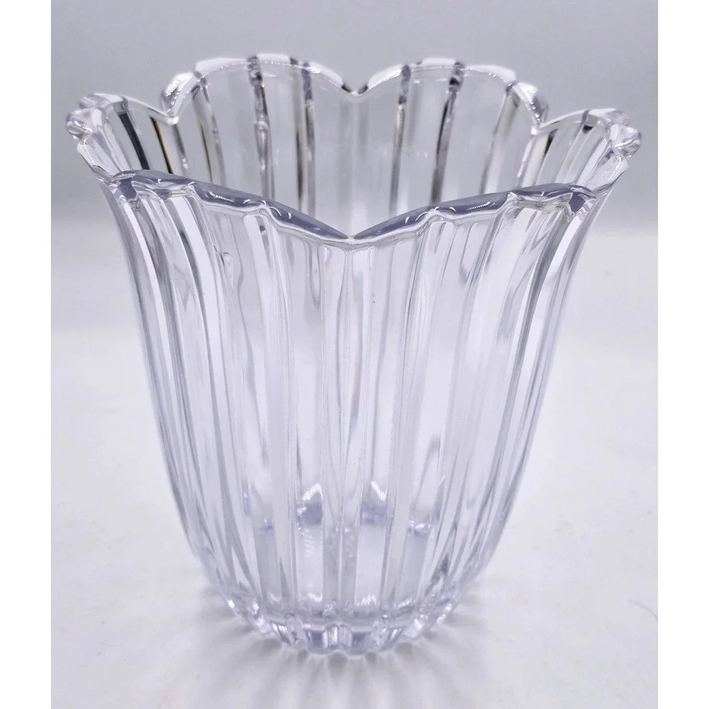 5th Avenue Vintage Ribbed Cut Crystal Tulip Ice Bucket Champagne Wine‎ NO LID